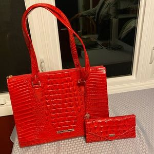 Brahmin Red handbag and matching wallet..NWOT